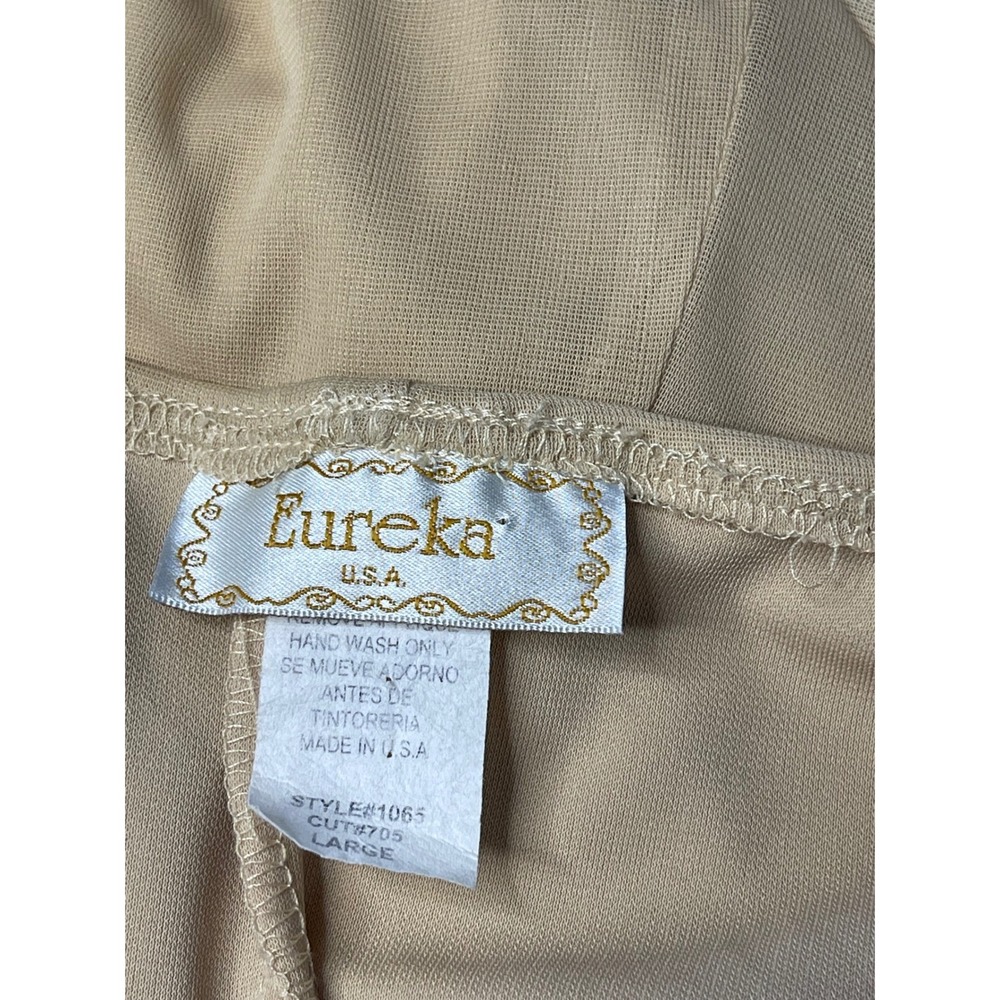Eureka USA Beige Draped Evening Gown Sz L Y2K Glam Formal Prom Dress, Gala - Picture 2 of 13